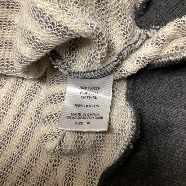 White Birch Smile emoji Crewneck Sweatshirt Charcoal Gray Stripe. Size XL - Image 8