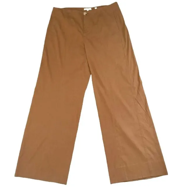 Vince High Waist Straight Leg Pant in Pecan Tan Linen Blend Minimal Plus Size 14 - Image 2