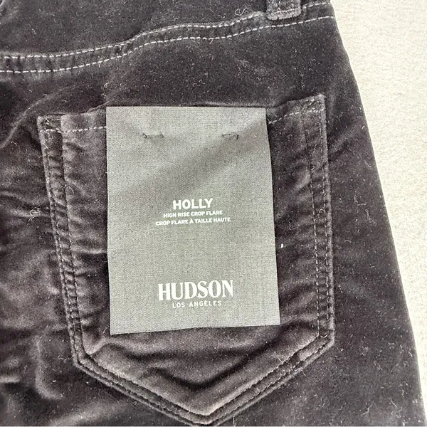 Hudson Jeans NWT Holly Velvet High Rise Crop Flare Jeans Black Ombre Womens 24 - Image 11