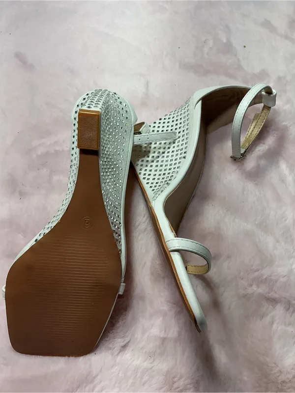 Lulu's White Ankle-Strap Square-Toe Heels b113 - Image 3