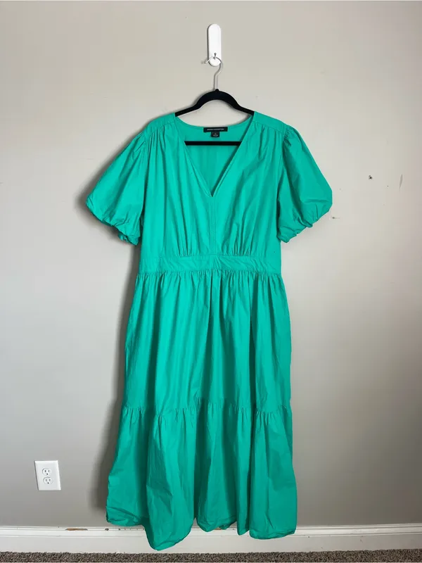 FRENCH CONNECTION Teal Puff-Sleeve Maxi Dress Sz XXL - Image 2
