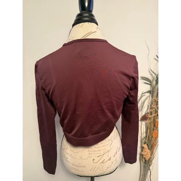 Gymshark Womens XXL‎ Burgundy Long Sleeve Crop Top Athletic Training Shirt - Image 4
