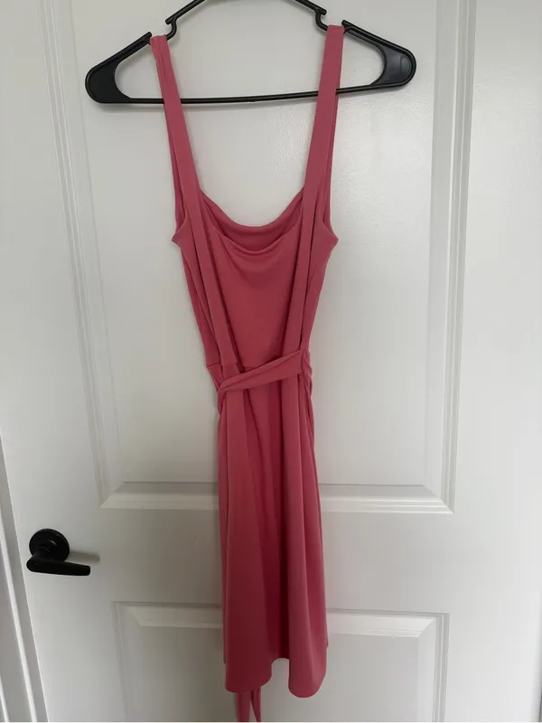 Aritzia Pink Square-Neck Ruched Tulip Mini Dress - Image 4