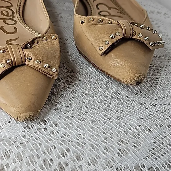 Sam Edelman Raisa studded bow tan slip on ballet flats sz 7.5 - Image 4