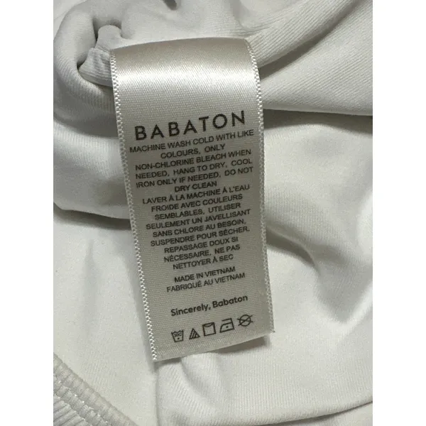 Aritzia Babaton White Sleeveless Ribbed Knit Tank Thong Bodysuit Top Size L - Image 4