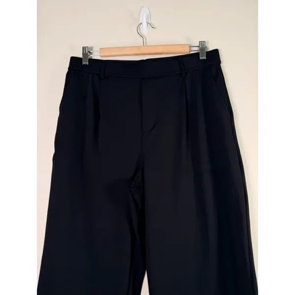 Halara Black High‎ Waisted Wide Leg Petite Trousers Pleated Workwear Pants L - Image 6