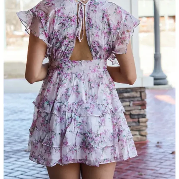 Storia Floral Pink and White Dress - Image 2