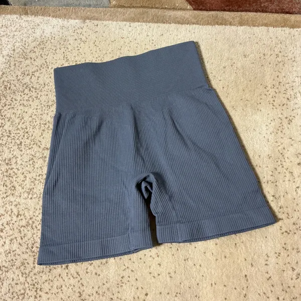 OQQ Ribbed Seamless Biker Shorts Women S Gray High Waist Yoga Gym Activewear - Image 5