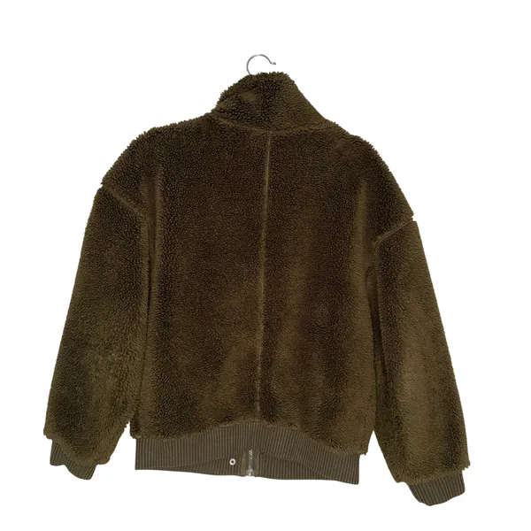Alo Yoga Varsity Sherpa Teddy Fleece Jacket Womens Medium Olive Green‎ Bomber - Image 5