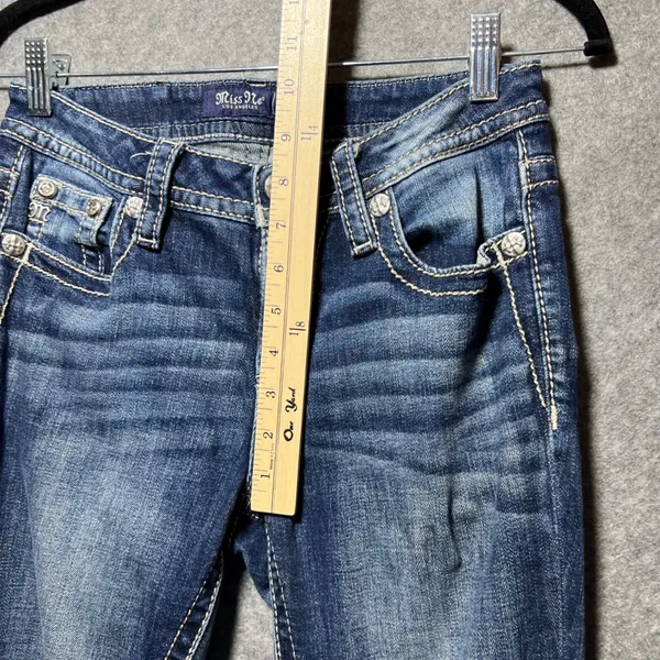 Miss Me Mid Rise Skinny Jeans Angel Wing Embellished Blue 26 x 30 Flap Pockets - Image 5