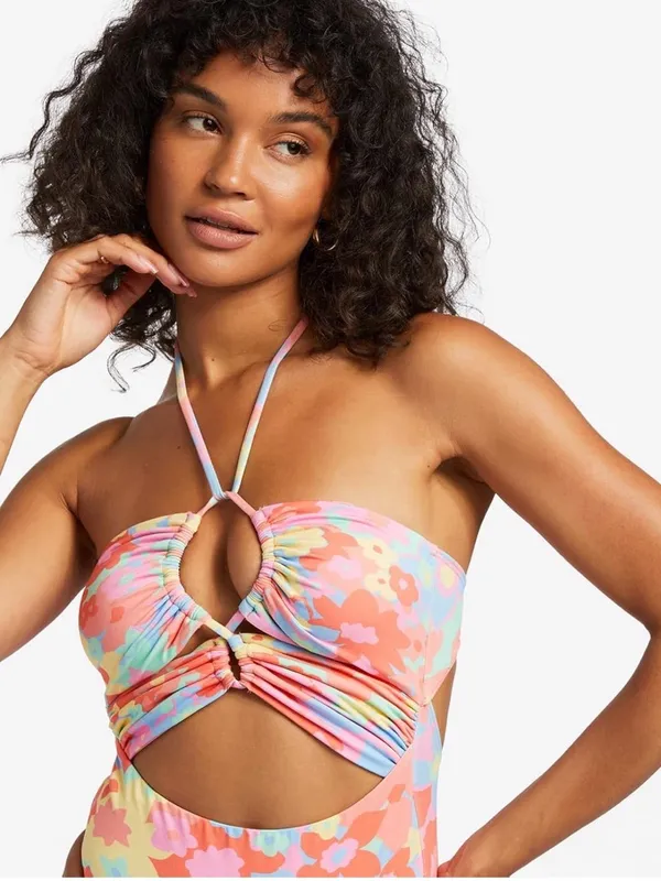 Billabong Coast Is Clear One Piece swimsuit in a multi-colored floral print L - Image 3