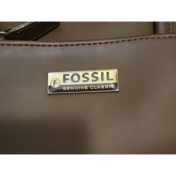 FOSSIL Women's Genuine Classic Leather Top Zip‎ Tote Shoulder Bag Camel Brown - Image 6