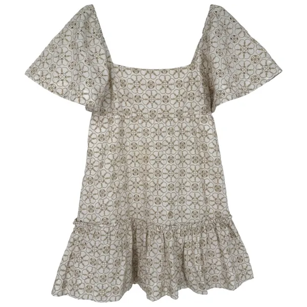 Anthropologie Maeve Smocked Tunic Floral‎ Embroidered Mini Dress Ivory Size XXS - Image 4