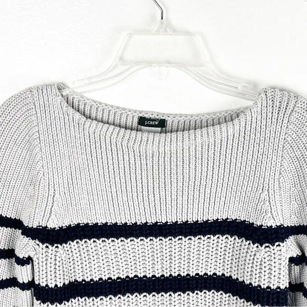 J. CREW Gray Striped Ripplestitch Knit Sweater Size Small Preppy Nautical Casual - Image 8