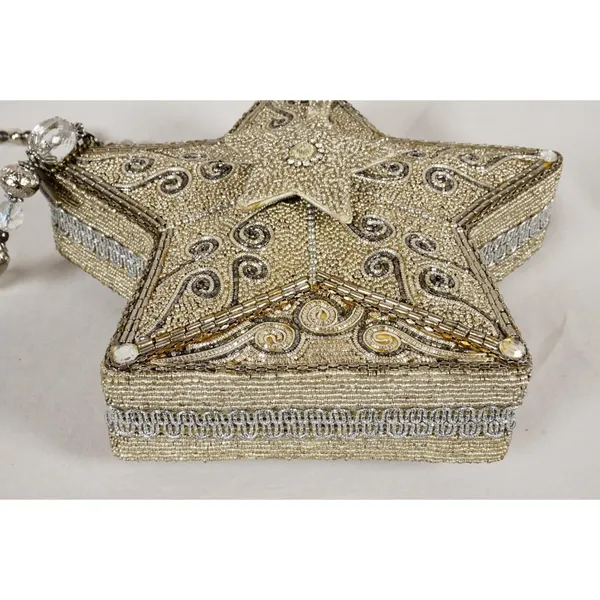 RARE Mary Frances Super Star Silver Gold Beaded Holiday Purse Handbag NEW!! - Image 6