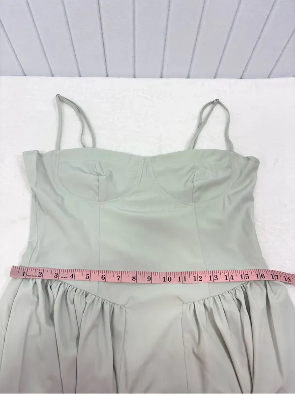 RIHOAS Sage Green Square Neck Pocket Slip Bustier Midi Dress Size L - Image 8