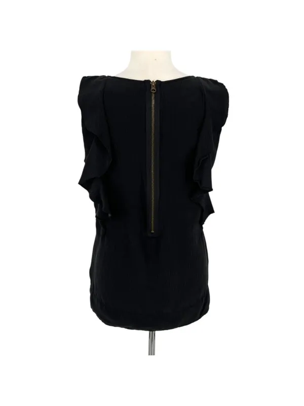 Sanctuary Black Silk Ruffle Sleeveless Top Blouse Large Romantic Dark Coquette - Image 6