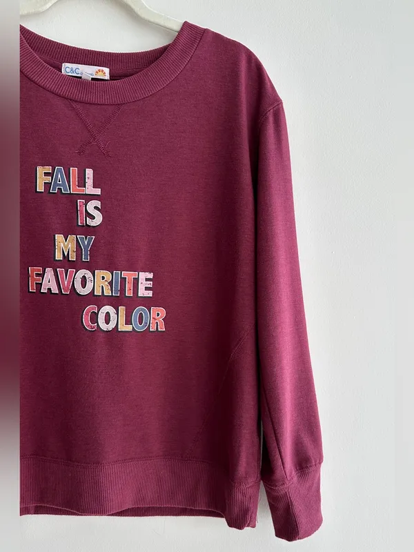 C&C California “Fall Is My Favorite Color” Maroon Sweatshirt, Size Medium - Image 3