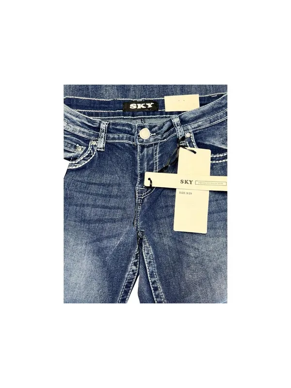 SKY Low Rise Bootcut Jeans Womens Size 9/29 Rhinestone Heart Wings NWT Denim - Image 3