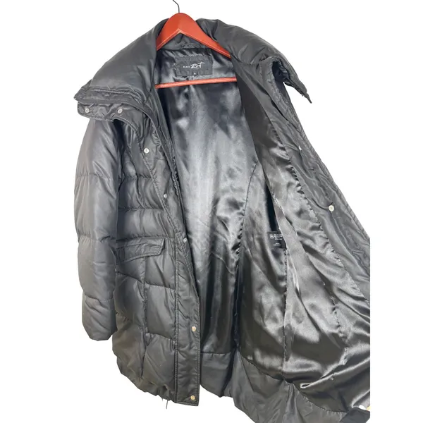 Black Rivet Puffer Coat XL Down Feather Longline Black Quilted Winter‎ Jacket - Image 9