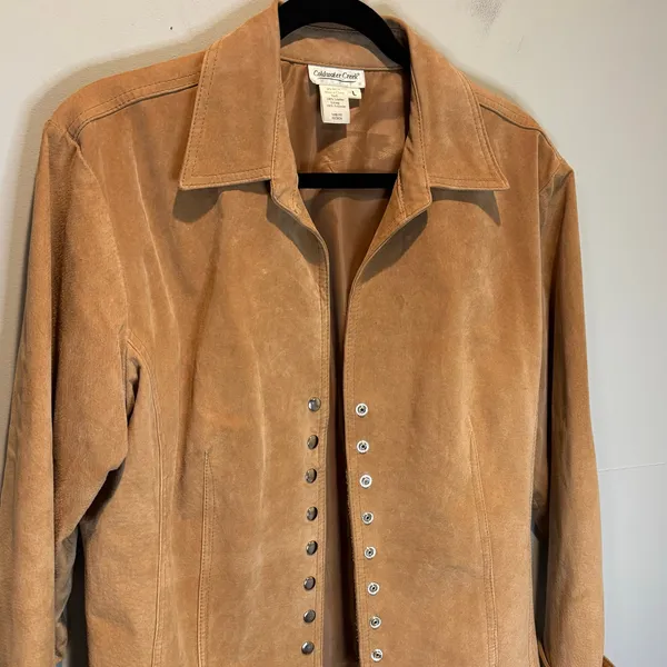 Coldwater Creek Tan Suede Leather Snap Front Jacket - size Large - Image 2