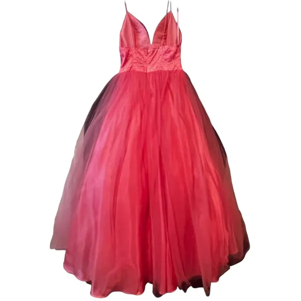 NWT Mauri Simone Coral Pink Beaded Prom Ball Gown Barbie Formal Dress 6 - Image 3