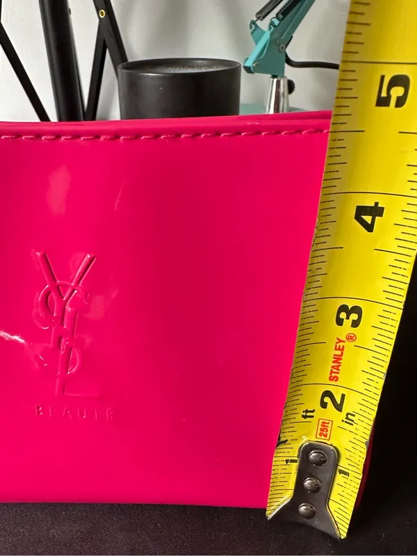 Yves Saint Laurent YSL Beauté Hot Pink Patent Cosmetic Pouch Makeup Bag clutch - Image 9