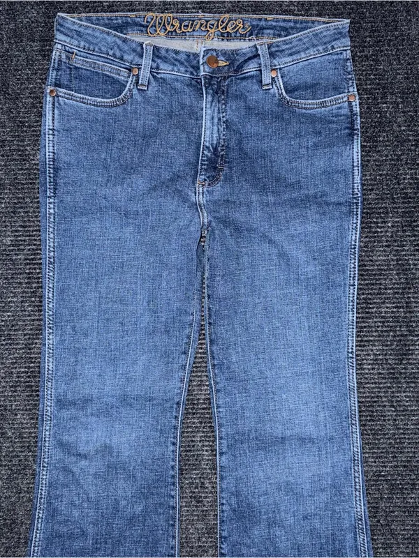 Wrangler Retro High Rise Trouser Stretch Jeans 30 x 34 Dark Blue Denim Western - Image 4