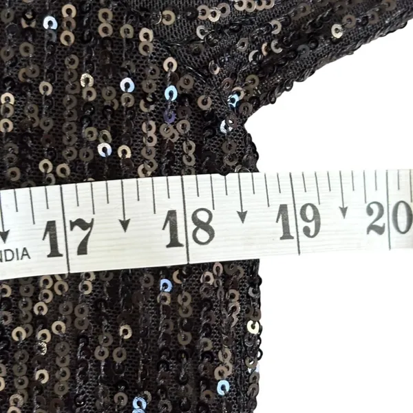 Nanette Lepore‎ Sequin Jacket Sz M Black Ostrich Feather Trim NYE Holiday Party - Image 6
