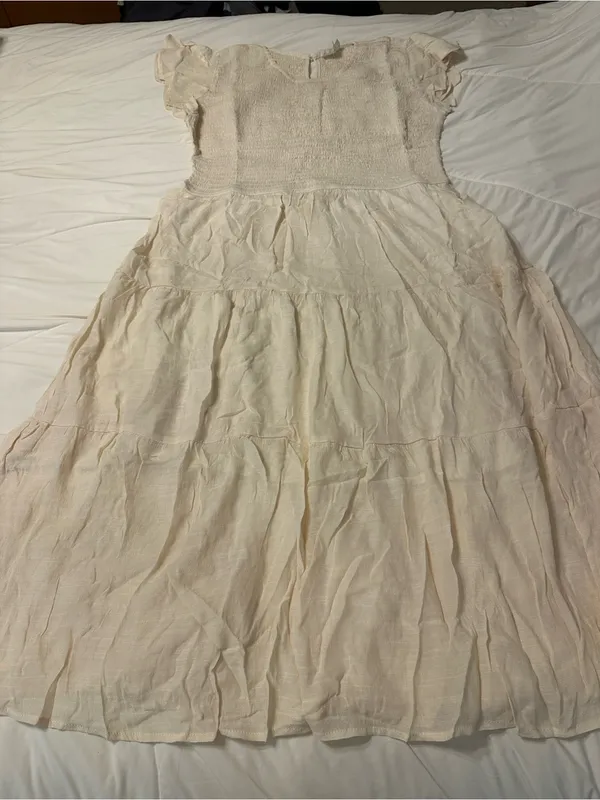 Perch by Blu Pepper Women's Cream Smocked Tiered Midi Dress - NWOT - Size 2x - Image 5