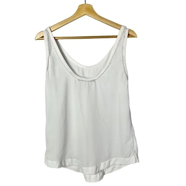 Zara Basic White Scoop Neck Chiffon Tank Top‎ XS - Image 2