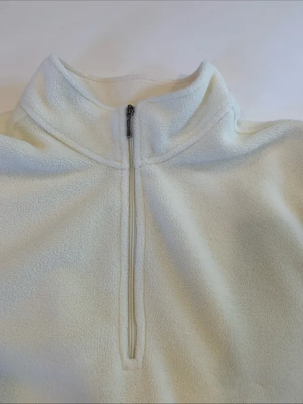 L.L. Bean Women's XL Extra Large Cream Mock Neck Quarter Zip Fleece Pullover - Image 3