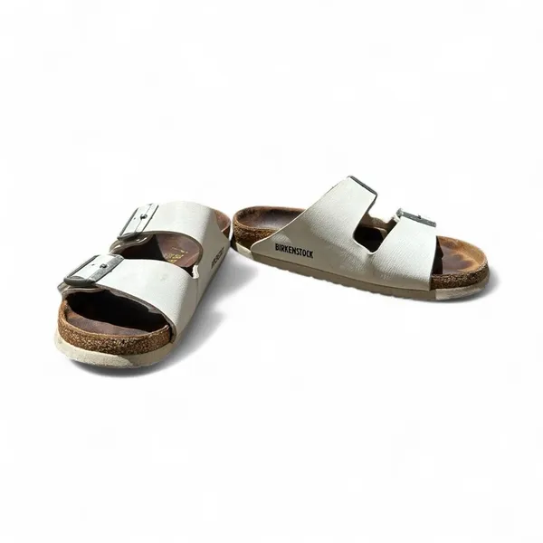 Birkenstock Arizona White Leather Sandals Size 38 US 7 Classic Comfort Minimal - Image 4