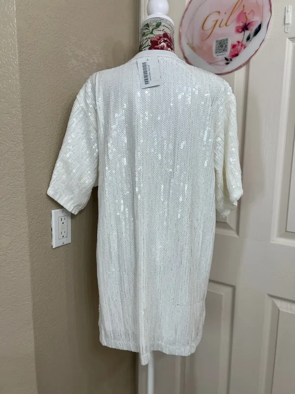 Forever 21 White Sequin Bride Tunic Dress size S/M - Image 4