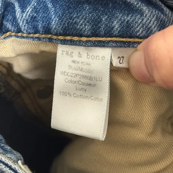 Rag & Bone Alex High Rise Straight Fit Size 27 Raw Hem Cotton Button Fly - Image 8