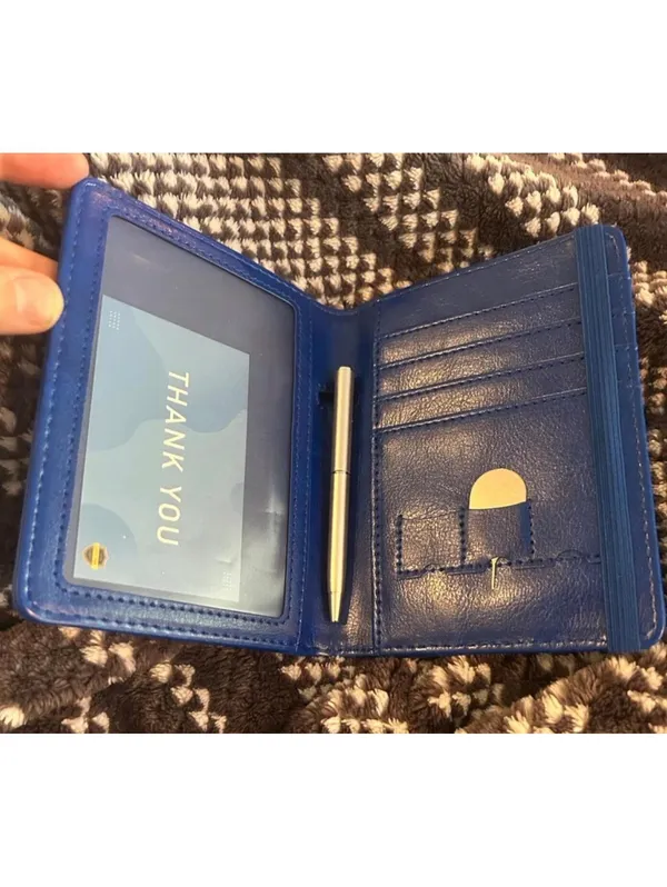 C061 Passport storage wallet pen and card holder blue - Image 2