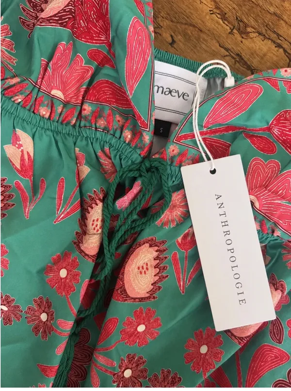 Maeve Anthropologie Floral Babydoll Cami Tank Top Small Boho Tropical NWT - Image 4