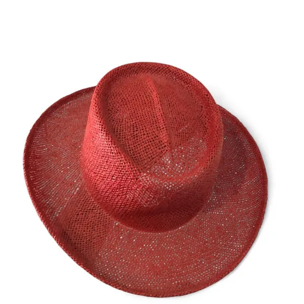Unisex Western Ranch Rodeo Concert Festival Boho Indie Cowboy Cowgirl Straw Hat Cap Red Measurement in pics - Image 5