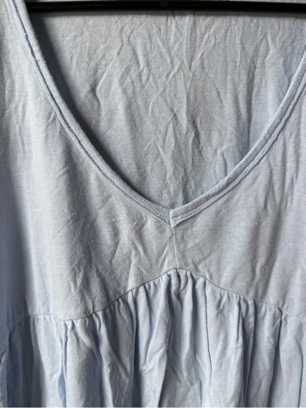Hollister Light Blue Babydoll Flutter Sleeve V-Neck Top Size XS - Image 4
