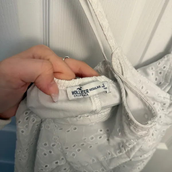 Hollister White Eyelet Tie Back Mini Dress - Image 4