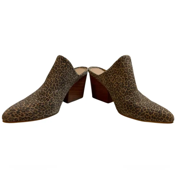 ABLE Tan/Black Leopard Print Heeled Pointed Toe Slip On Mules Shoes - Size 8.5 - Image 5