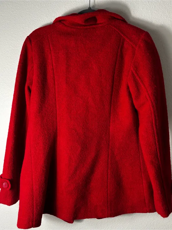 BNCI by Blanc Noir Red Wool Peacoat Double Breasted Small - Image 7
