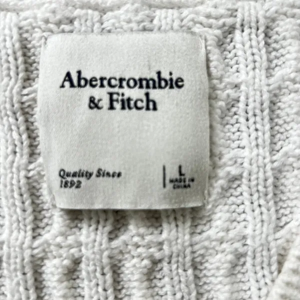 Abercrombie & Fitch Cable Knit Sweater Vest Women's Large White V-Neck Preppy - Image 3