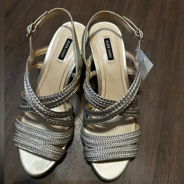 Alex Marie shoes, strappy wedge sandals, champagne , size 7.5 - Image 2