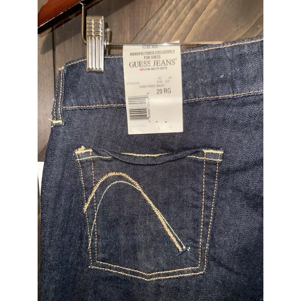 Y2K VTG Guess Women's NEW Jeans Sz 29 R Sweetheart Low Rise‎ Dark Boot Flare - Image 5