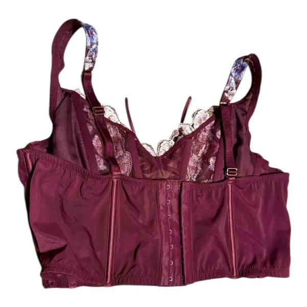 Victoria's Secret dream angels Burgundy floral embroidery corset bra lingerie - Image 4