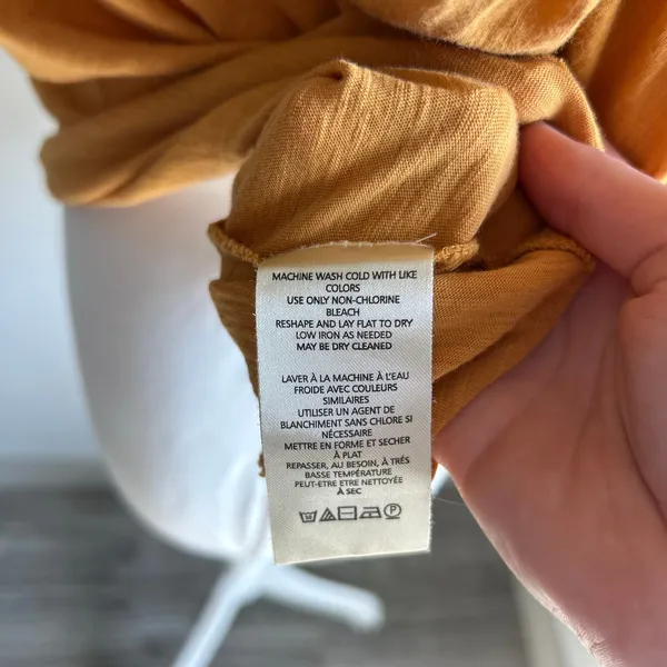 By Anthropologie Mustard Yellow Smocked Peplum Cottagecore Blouse Size Small - Image 7