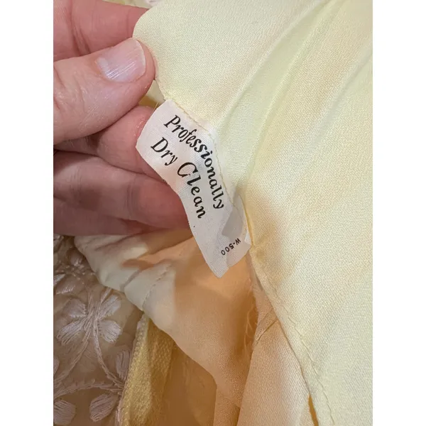 Vintage 1960s Handmade‎ Yellow Lace Overlay Sheath Dress Daisy Trim S - Image 6