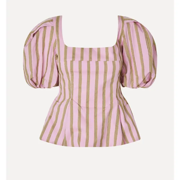 STINE GOYA Blouson Sleeve top - WALLPAPER STRIPES medium‎ puff - Image 2
