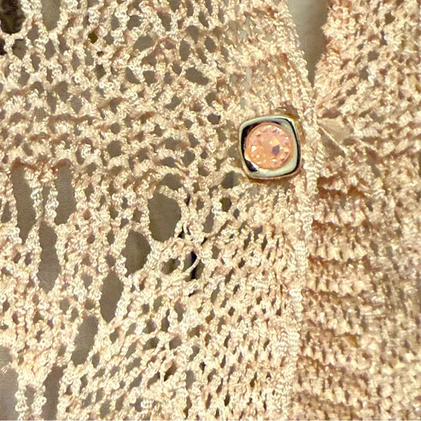 V‎ Christina Crochet Knit Scalloped Hem Sweater Peach Orange Size XL - Image 6